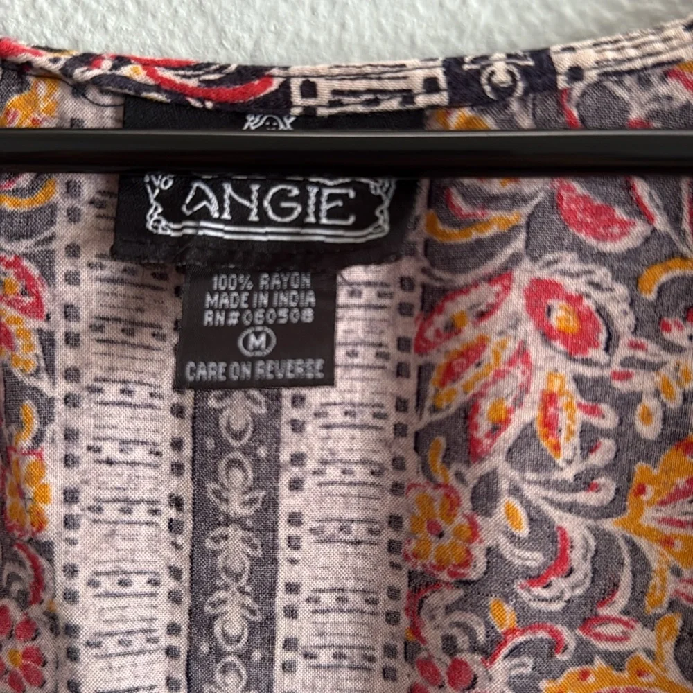 Angie Multicolor Boho Flowy Floral Print Kimono Size Medium - Picture 6 of 6
